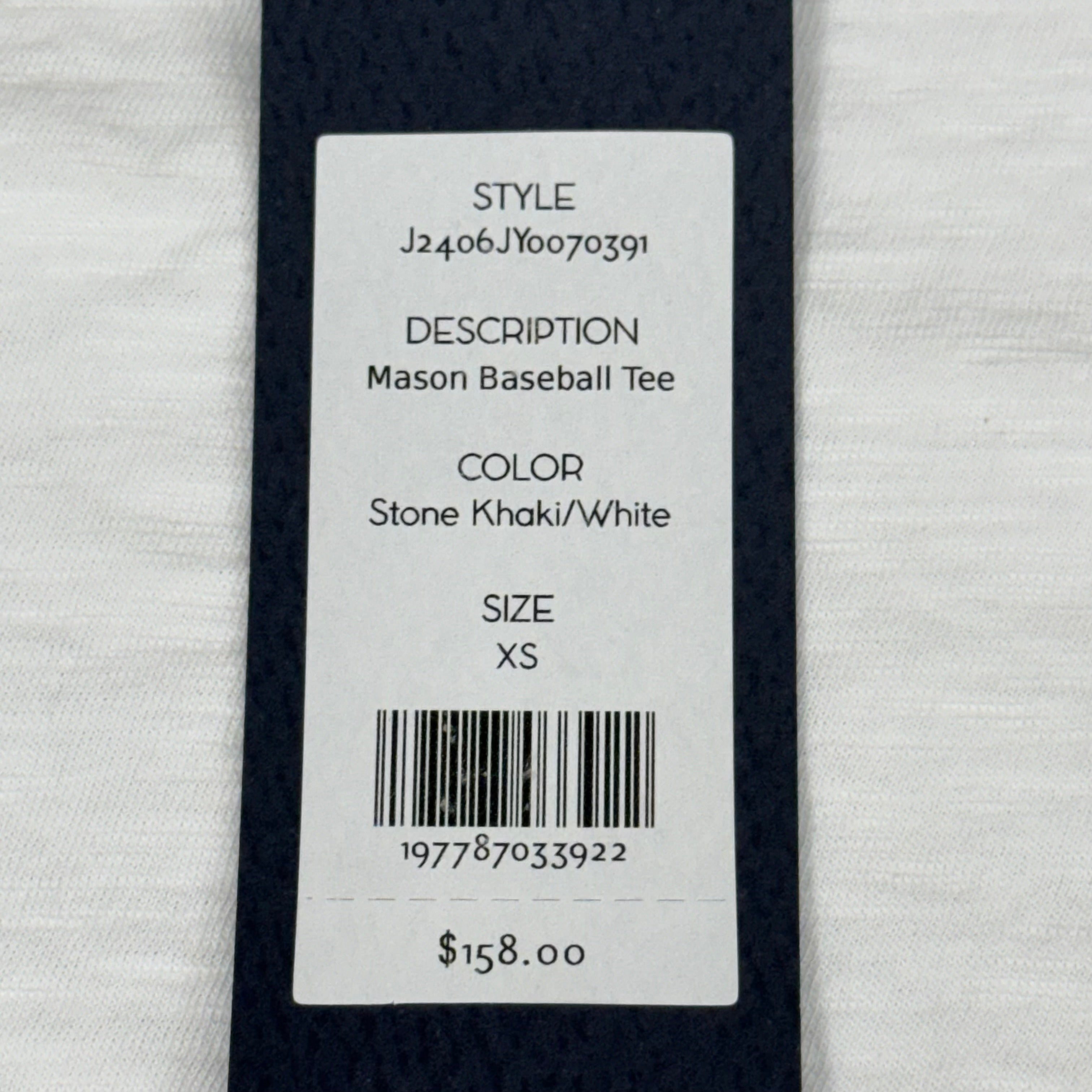 VERONICA BEARD Jeans Women's Mason Baseball Tee Sz-XS Stone Khaki/White