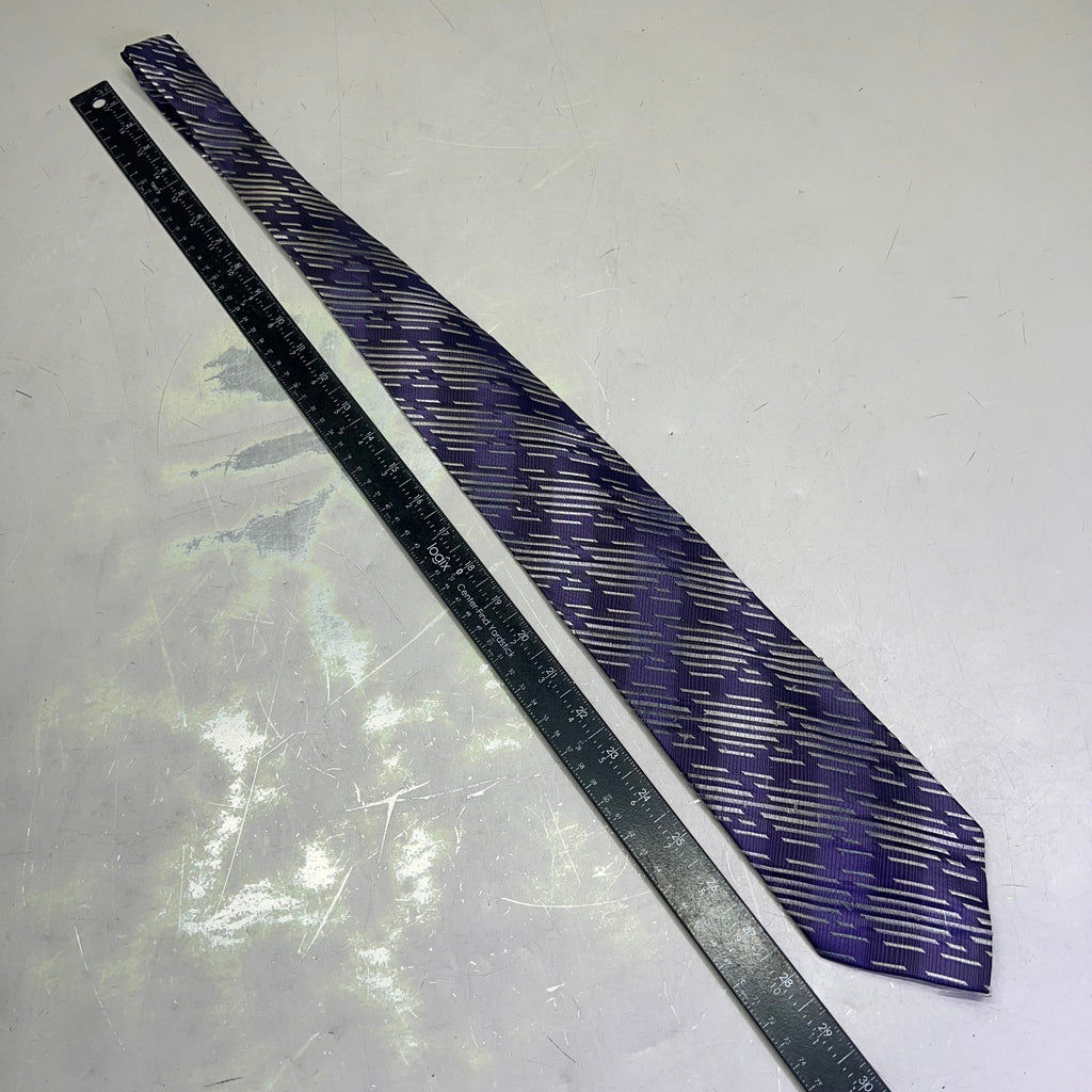 EMILIO PONTI 100% Silk Patterned Suit Tie 60" Purple/Grey (Pre-Owned)