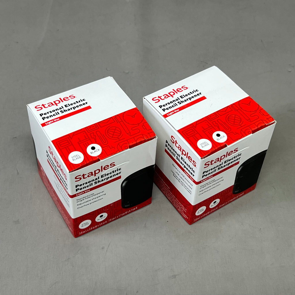 STAPLES (2 PACK) Personal Dual Powered Pencil Sharpener Black ST62625