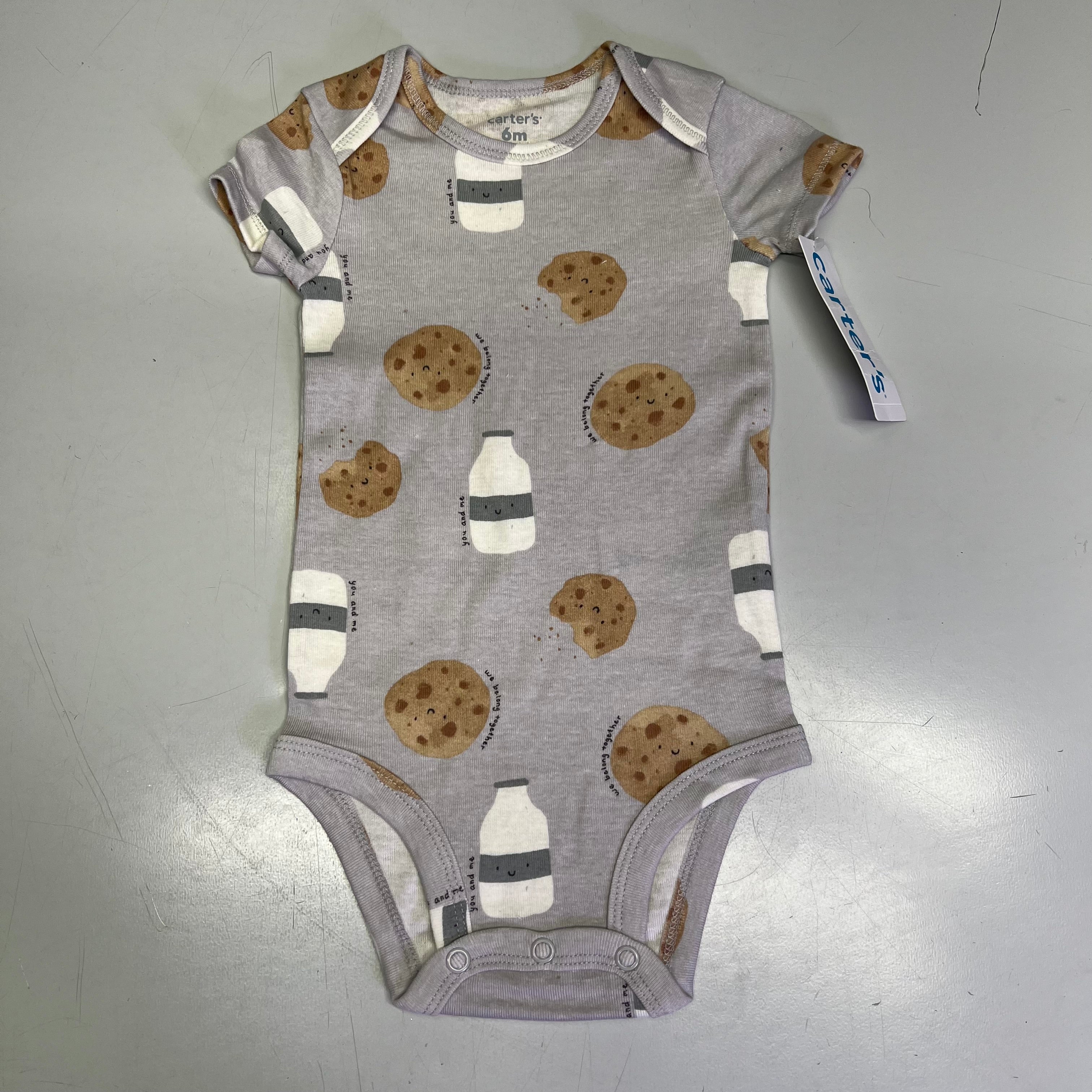 CARTERS (5 PIECE SET) Milk & Cookie - Animal Bodysuit Baby Boys Sz 3M Blue/White