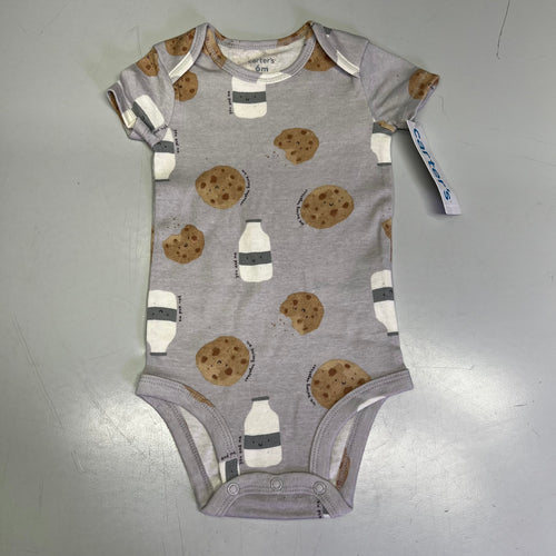 CARTERS (5 PIECE SET) Milk & Cookie - Animal Bodysuit Baby Boys Sz 3M Blue/White