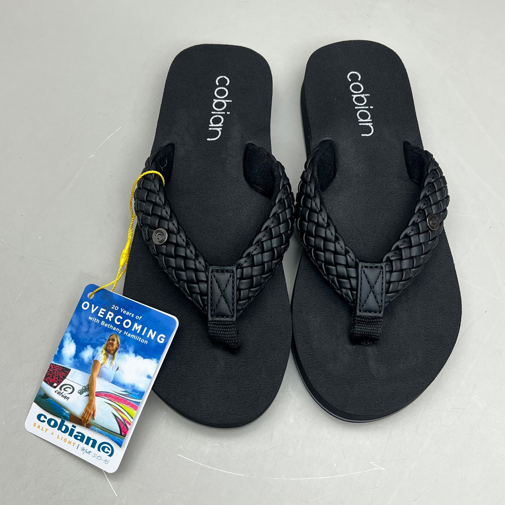 COBIAN Braided Bounce Synthetic Leather Sandals Women's Sz 11 EU 42.5 Black BRB10-001-11