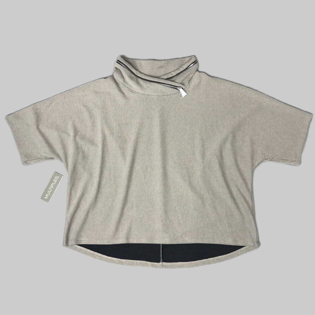 MULTIPLES Zippered Cowl Neck Top Petite Women's Sz PL Stone M44802TP