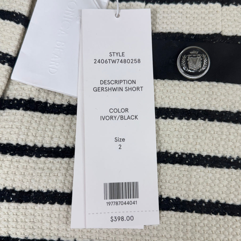 VERONICA BEARD Women's Gershwin Short Sz-2 Ivory/Black 2406TW7480258