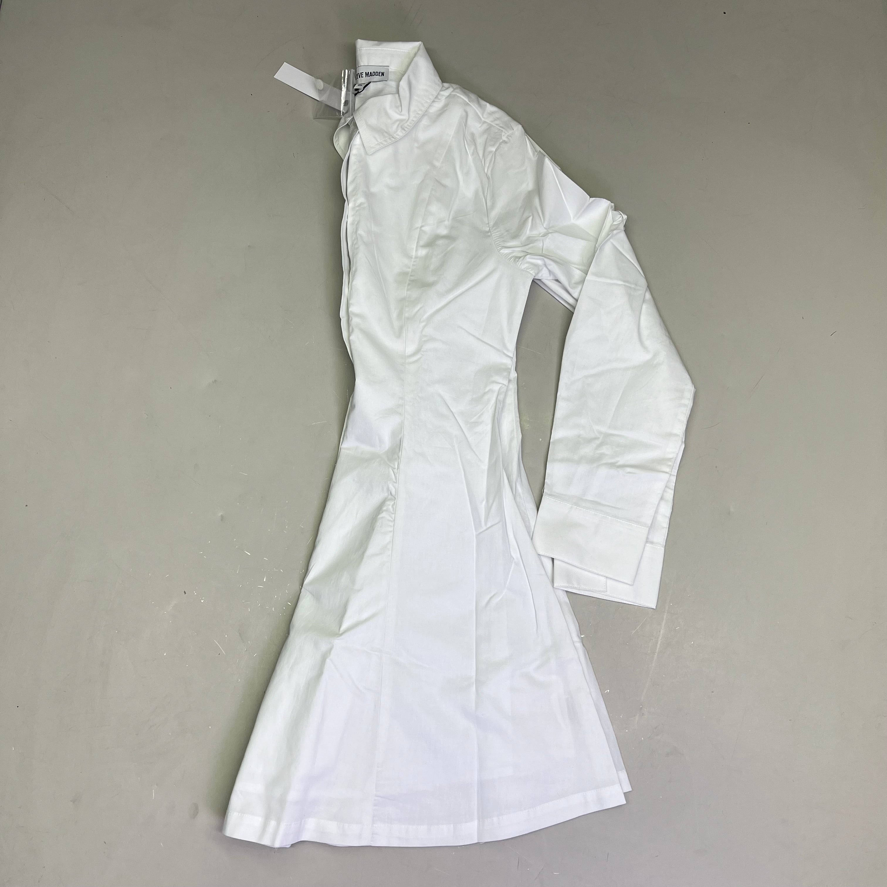 STEVE MADDEN Fit & Flare Shirt Dress Long Sleeve Button Cuff Women's Sz M Cloud