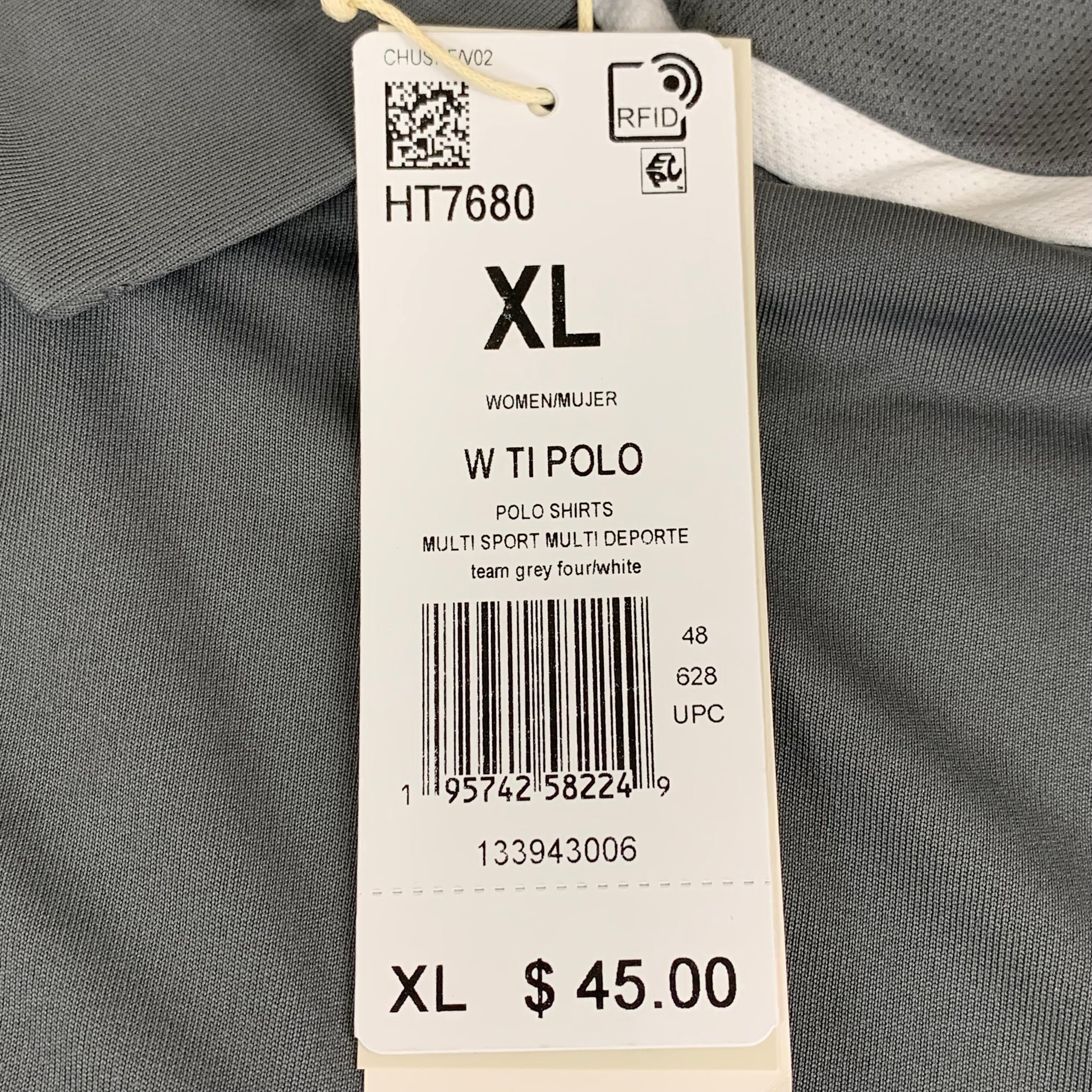 ADIDAS Aeroready Polo Shirt Women's XL Grey HT7680