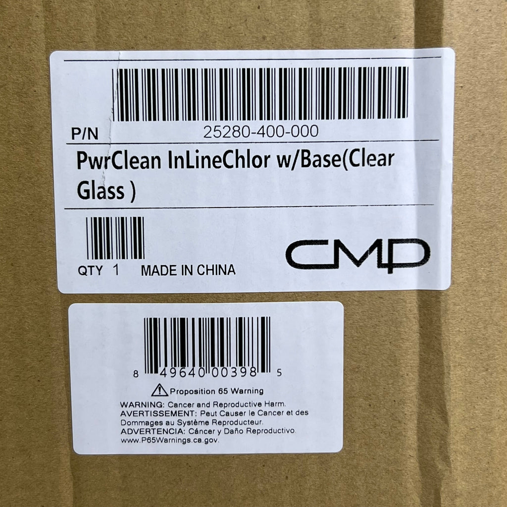 CMD Powerclean Tab Ultra In-line Chlorinator with Base w/ Clear Glass, White
