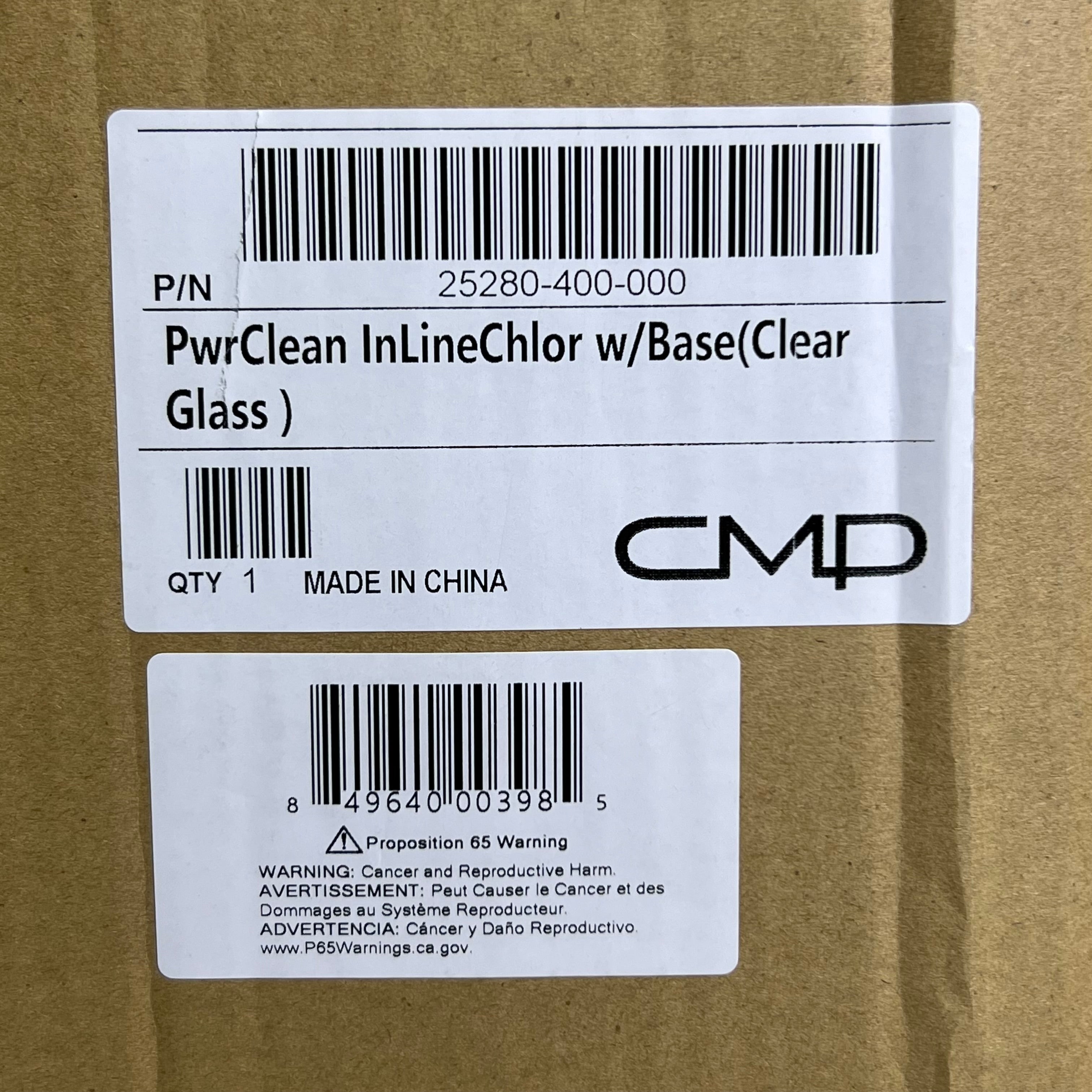 CMD Powerclean Tab Ultra In-line Chlorinator with Base w/ Clear Glass, White