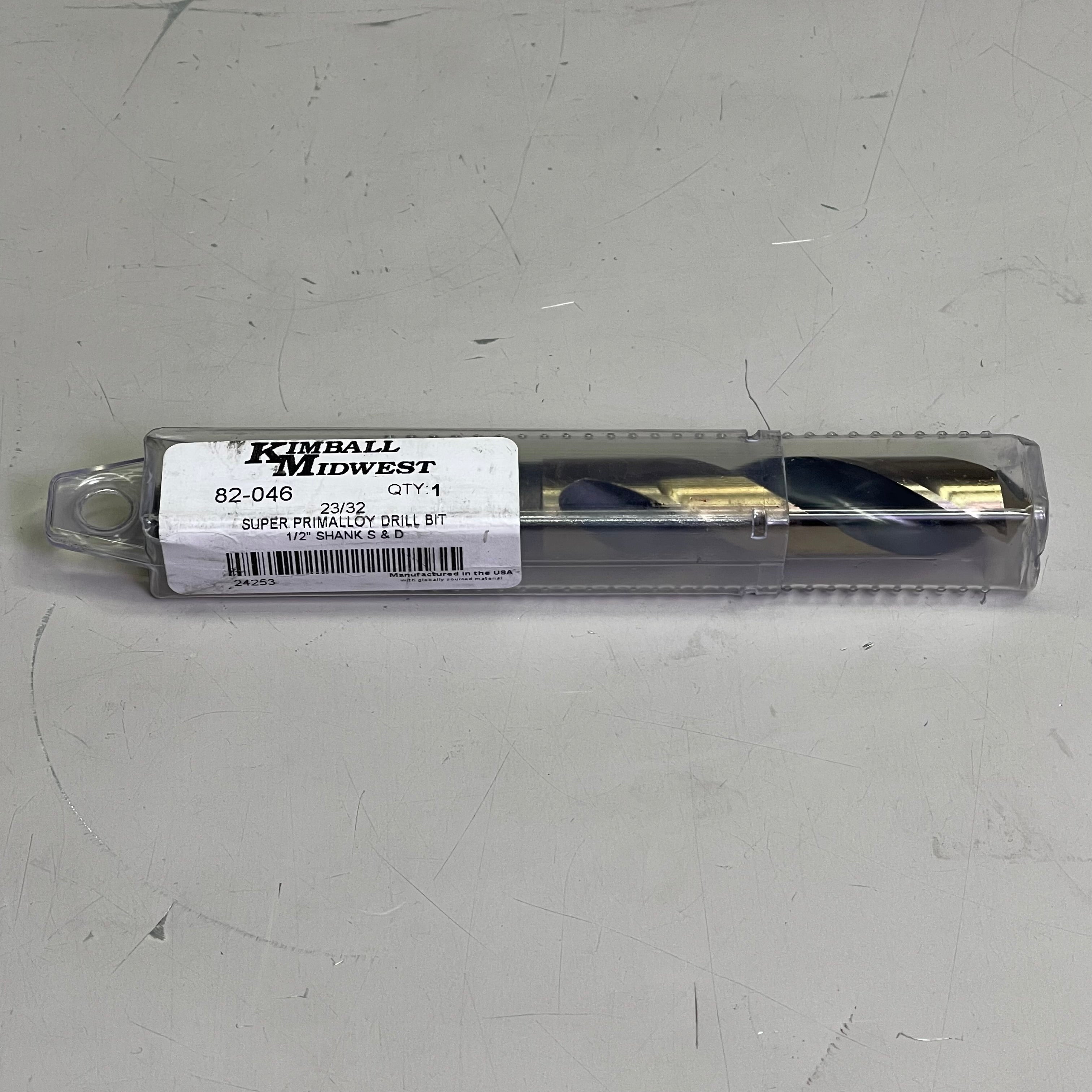 KIMBALL MIDWEST Super Primalloy Reduced Shank S&D Drill Bit 23/32"Dia x 6"L 82046