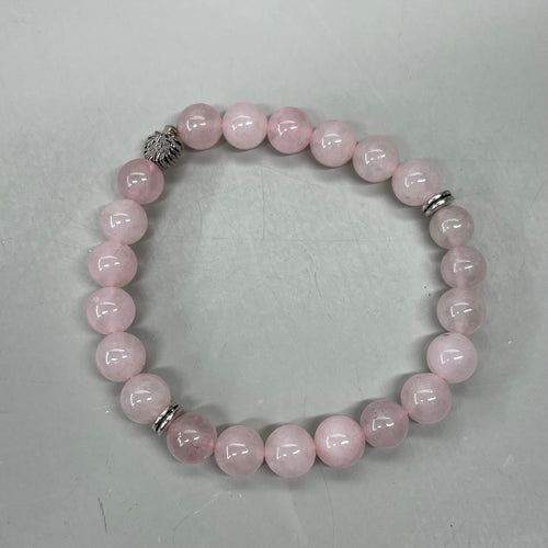 BEST WHOLESALE 6-PACK! Beaded Rose Quartz Crystal Bracelets 3" Silver Tree New
