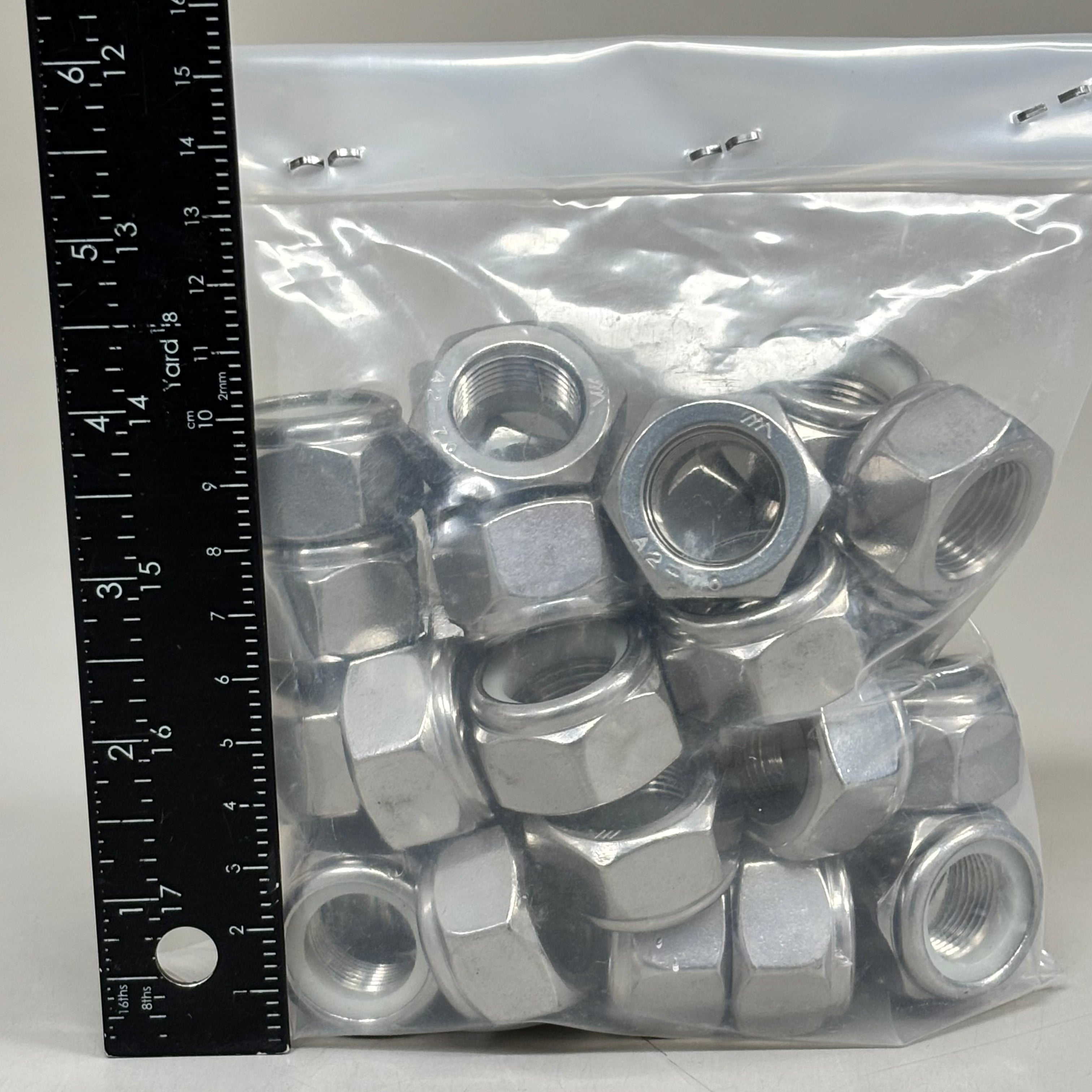 METRIC THREADED PRODUCTS (30 PACK) Nylon Insert Locknuts  M20-1.50  Chrome 985-S.S A2-70