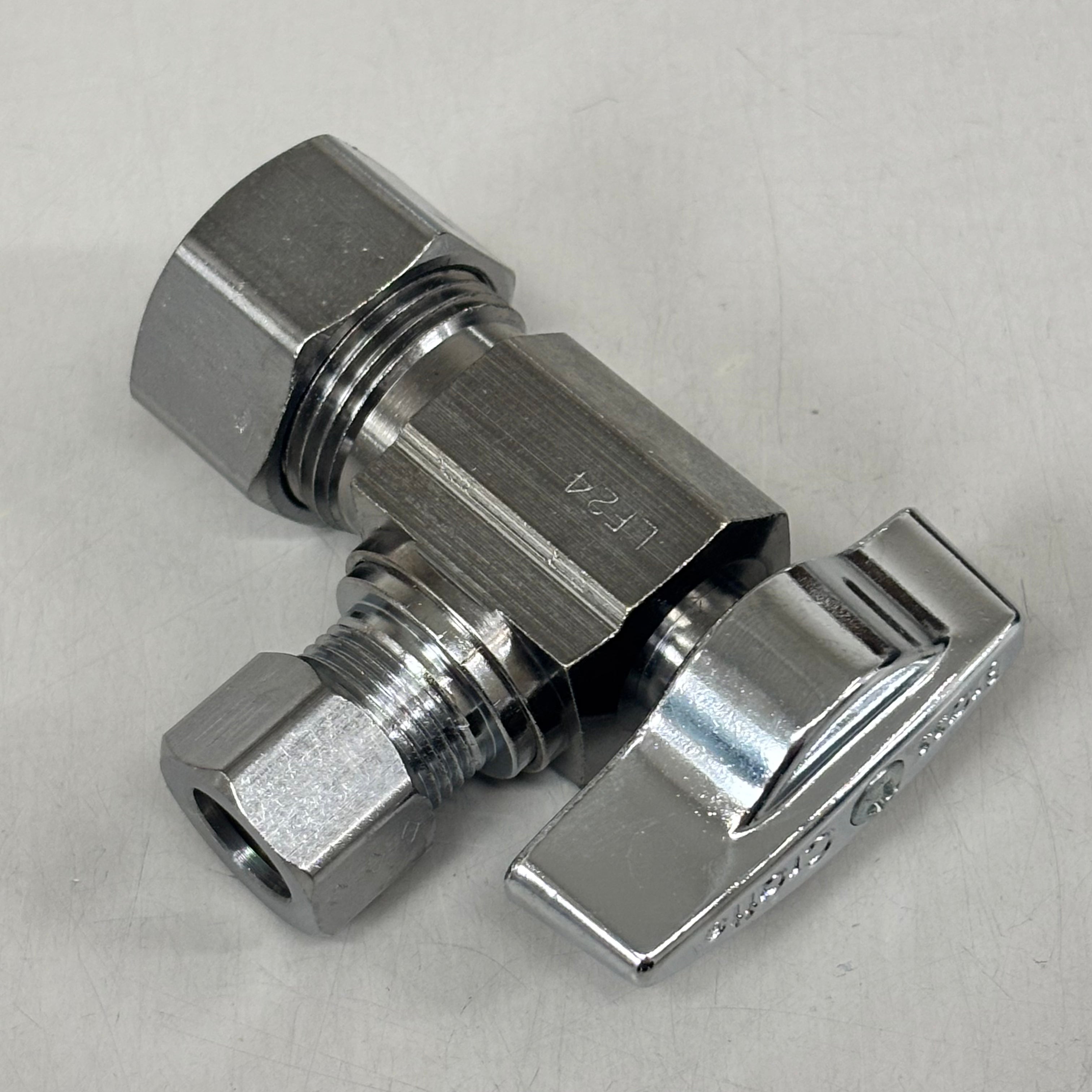 BRASSCRAFT 1/4 Turn Angle Ball Stop 1/2" NOM COMP In X 3/8" OD COMP Out KTCR19XC