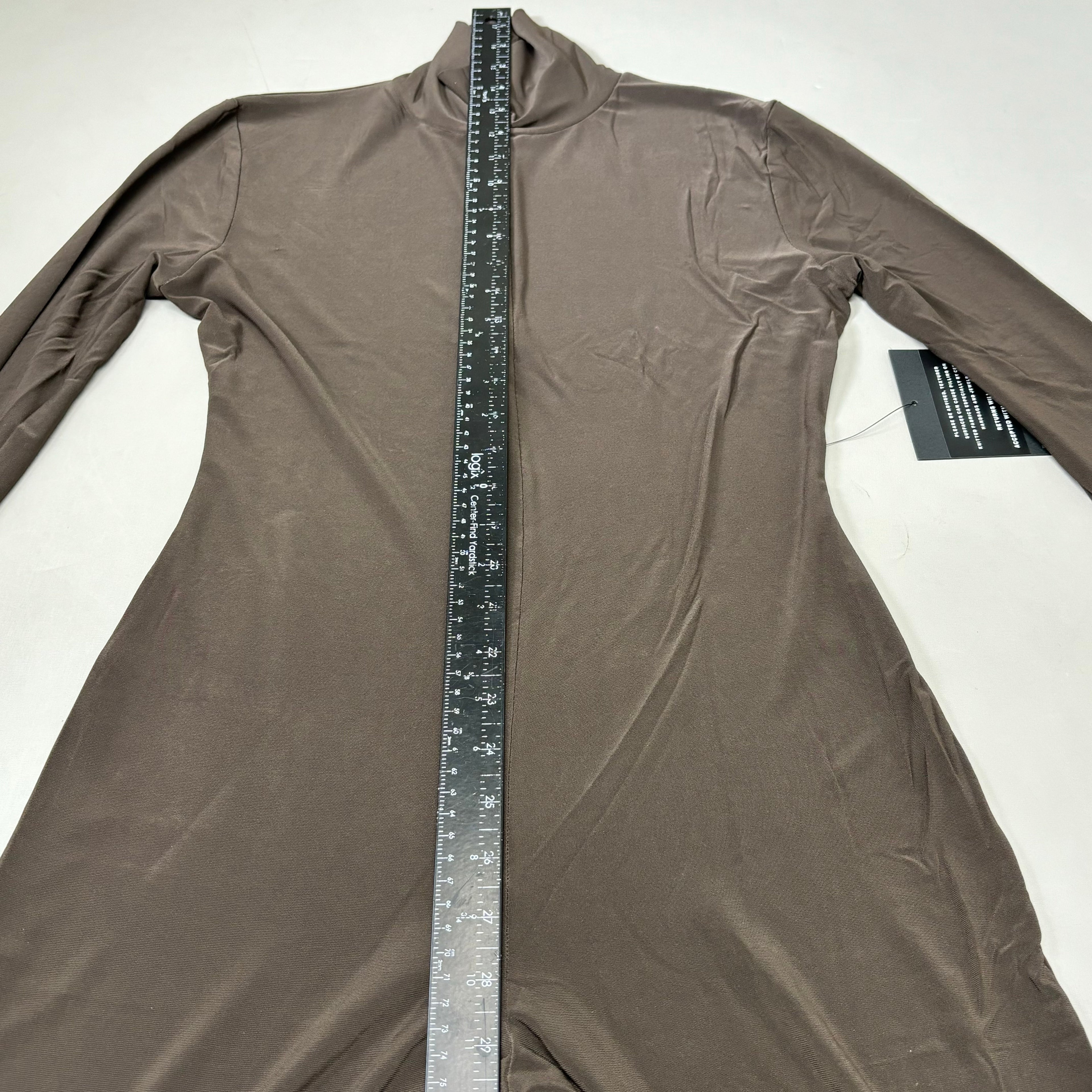 NORMA KAMALI Slim Fit Turtleneck Catsuit w/ Footsie Women's Sz M/38 Chocolate