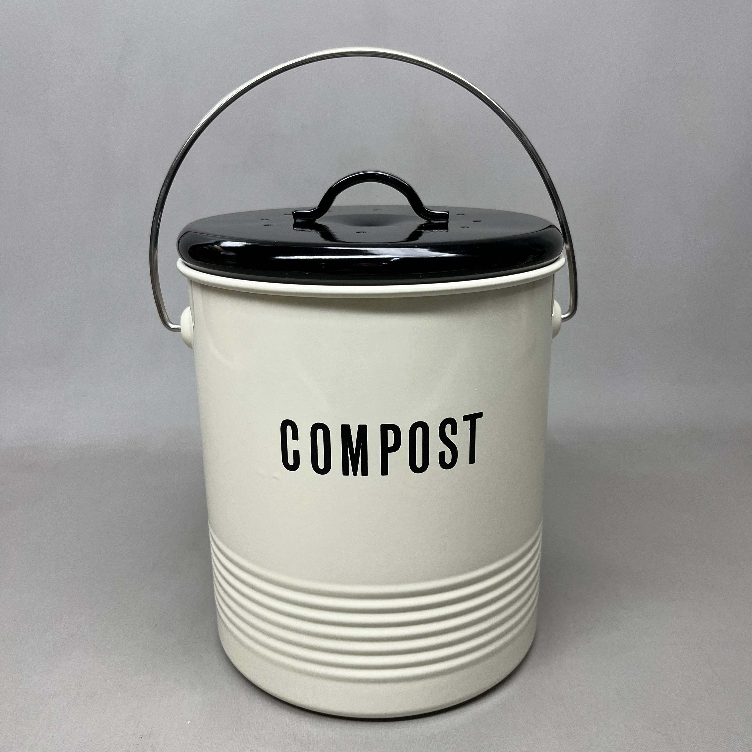 NOW DESIGNS Compost Bin Vintage Filter Included 7" x 8 1/2" Beige 5123002 (New Other)