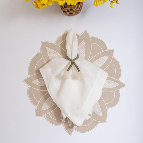 Beige Flower Linen Placemat