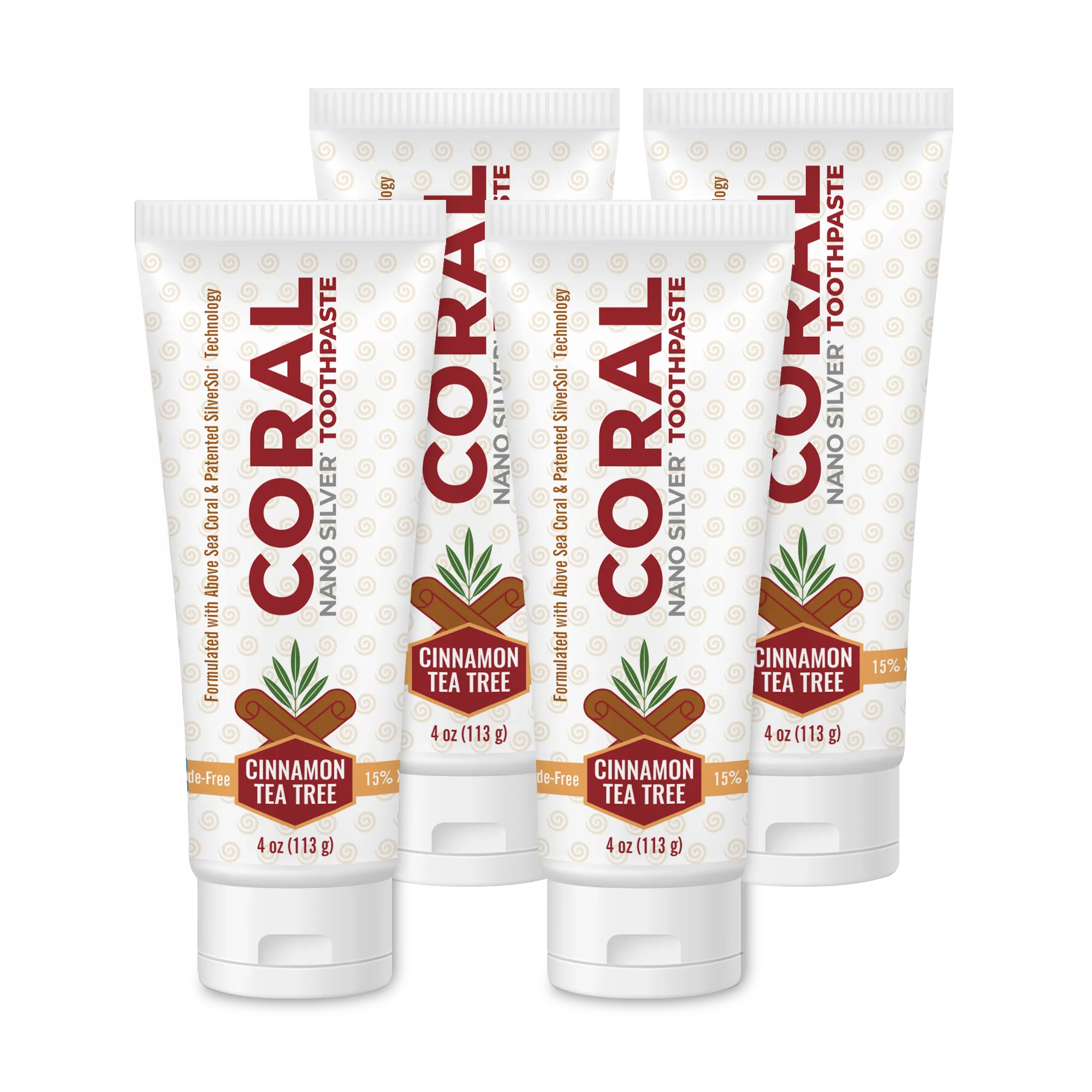 Coral Nano Silver Toothpaste Cinnamon Tea Tree (4oz) 4 Tubes