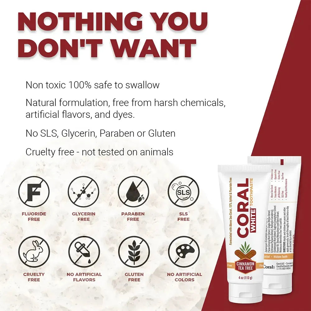 Fluoride Free Whitening Cinnamon Tea Tree Toothpaste with Xylitol