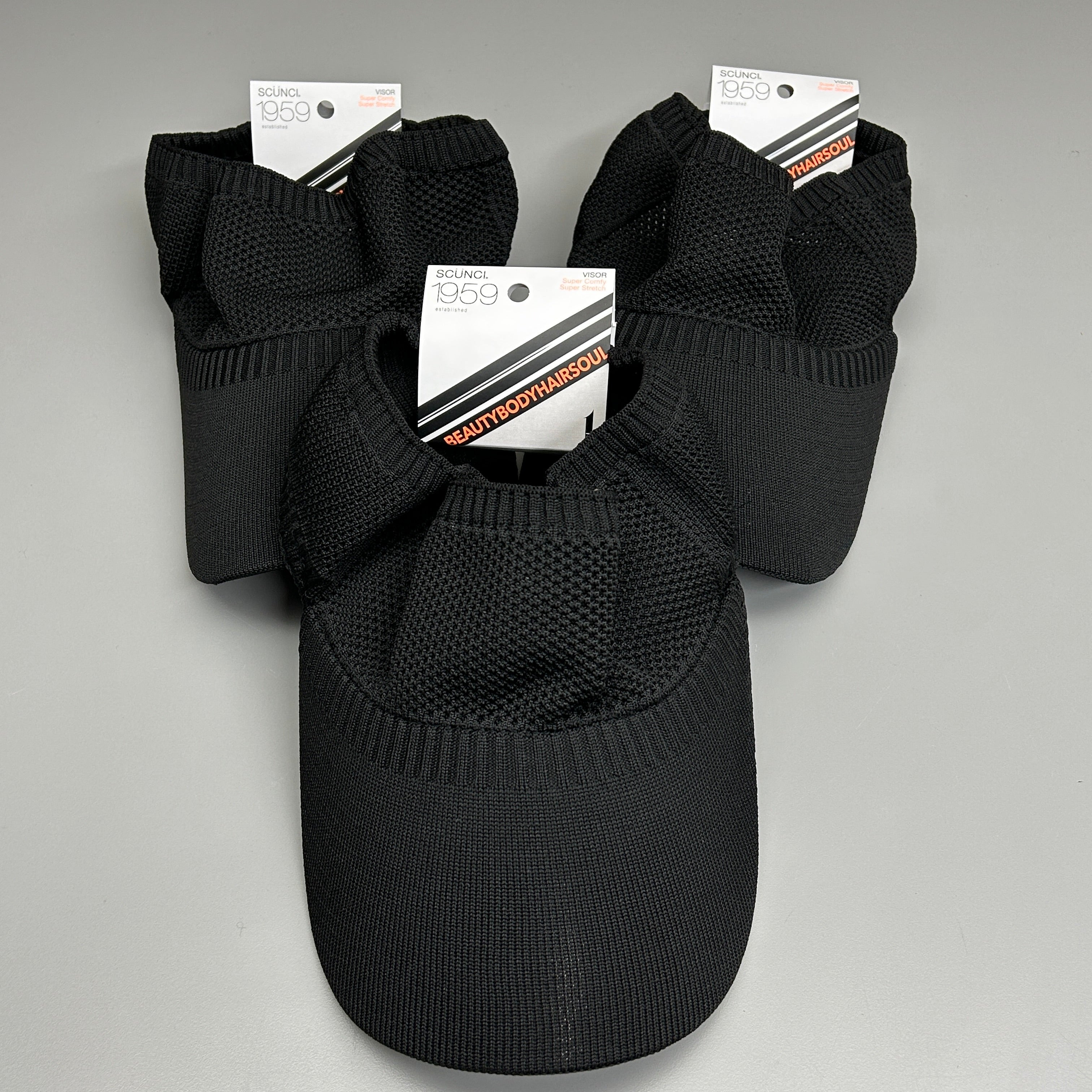 SCUNCI 3-PACK! Visor Super Comfy Super Stretch 1959 Black (New)