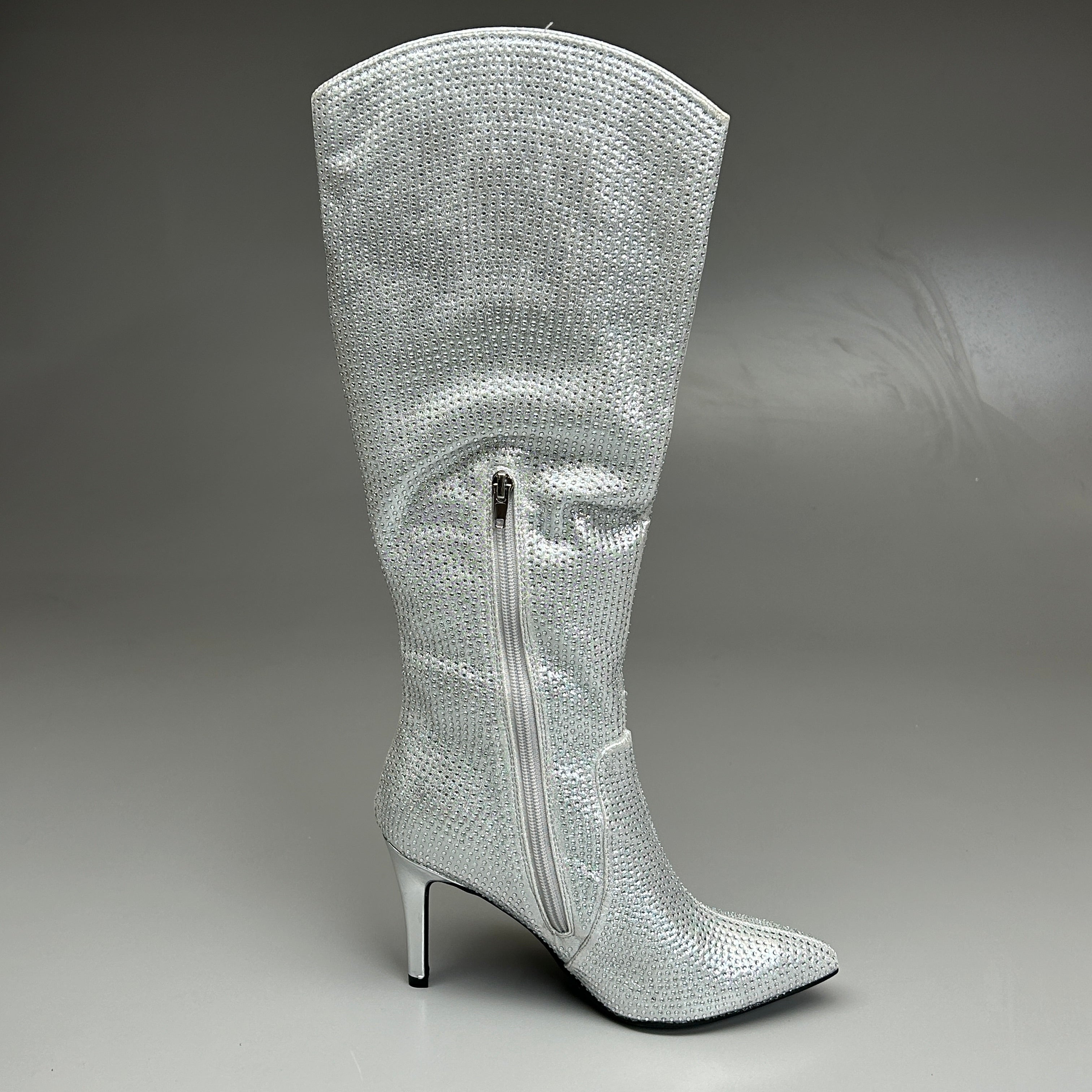 MIA Mackynzie Silver Stone Tall Heeled Boots Sz 6M Q100302