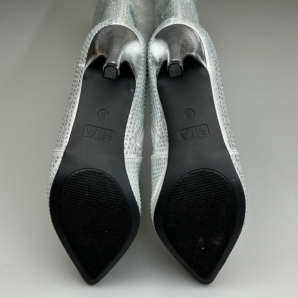 MIA Mackynzie Silver Stone Tall Heeled Boots Sz 6.5M Q100302