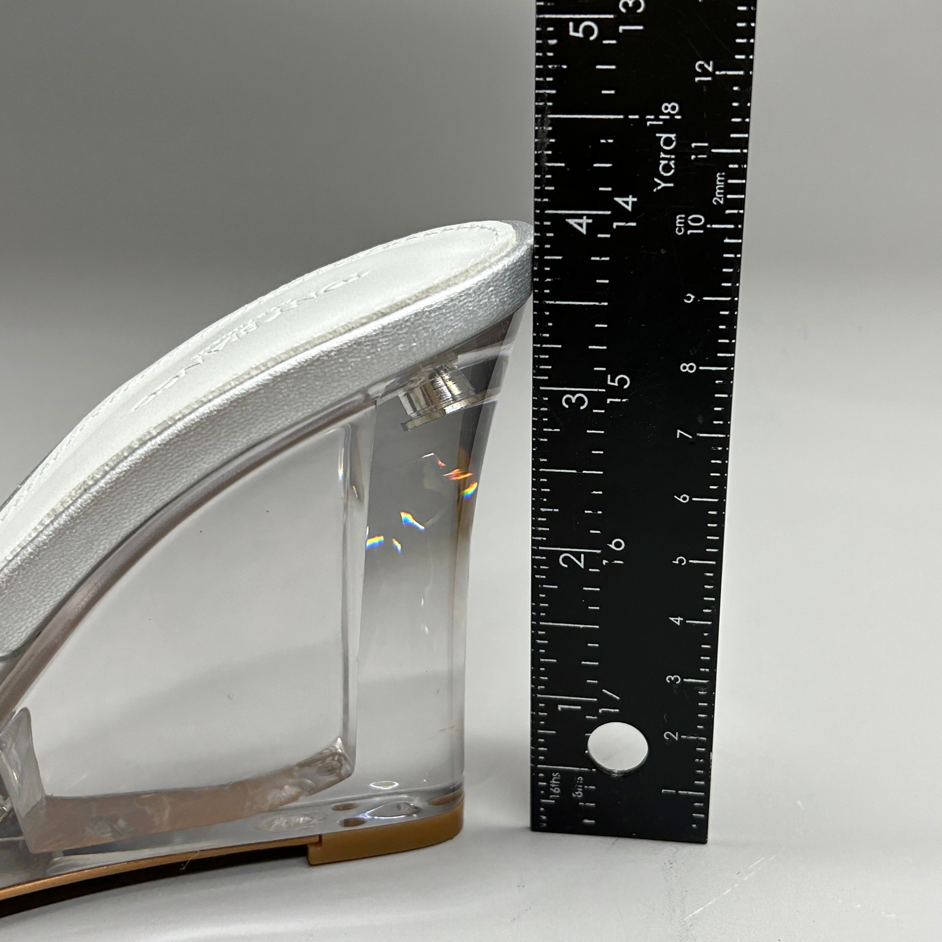 TONY BIANCO Alessi Clear Vinylite/Silver Wedges Women's Heels Sz 7.5 (New)