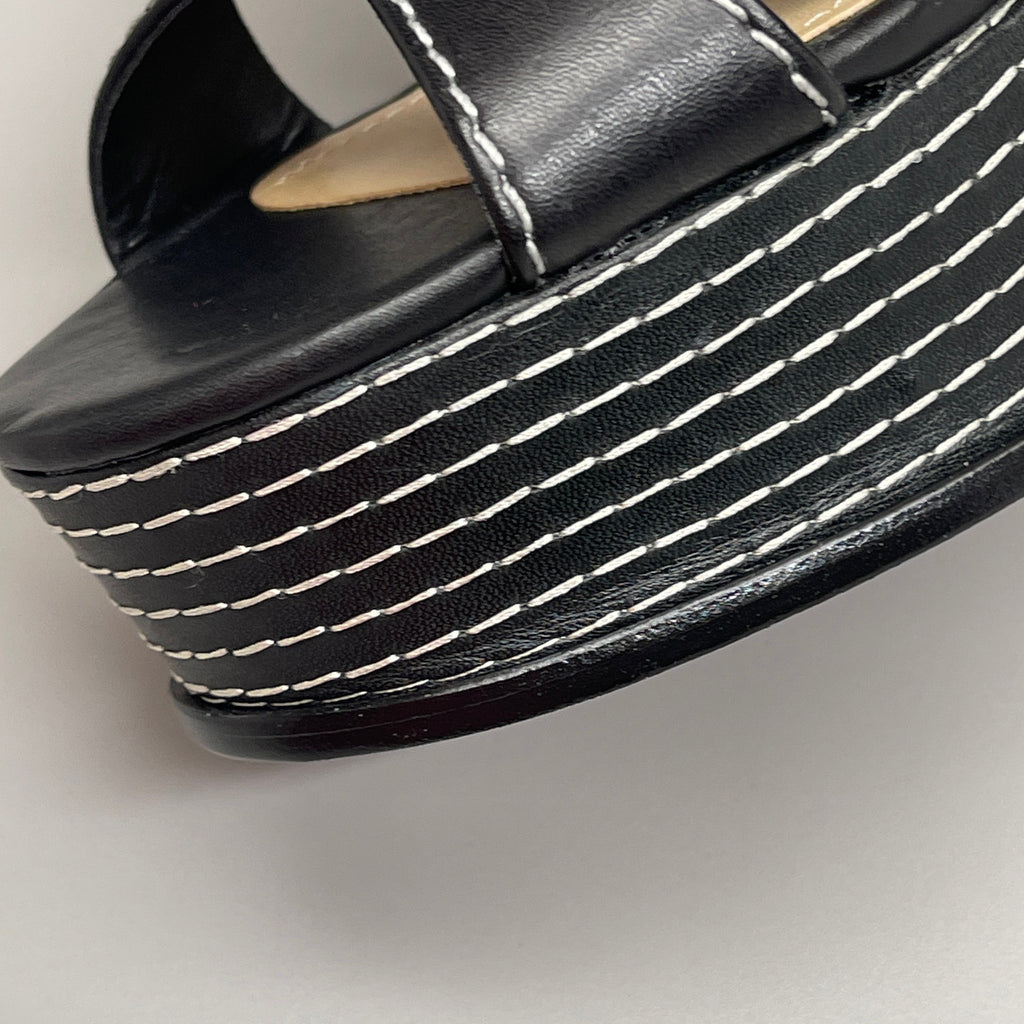 SCHUTZ Keefa Casual Women's Leather Sandal Black Platform 4" Heel Shoes Sz 9B (New)