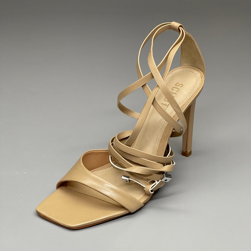 SCHUTZ Bryce Ankle Tie Women's Leather High Heel Sandal Light Nude Sz 10B (New)