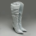MIA Mackynzie Silver Stone Tall Heeled Boots Sz 6M Q100302