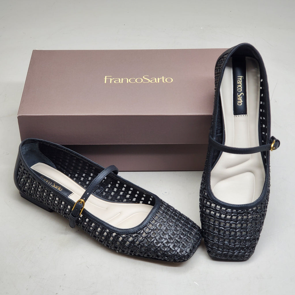 FRANCO SARTO L-Tinsley Mary Jane Women's Flat SZ M 9.5 Black