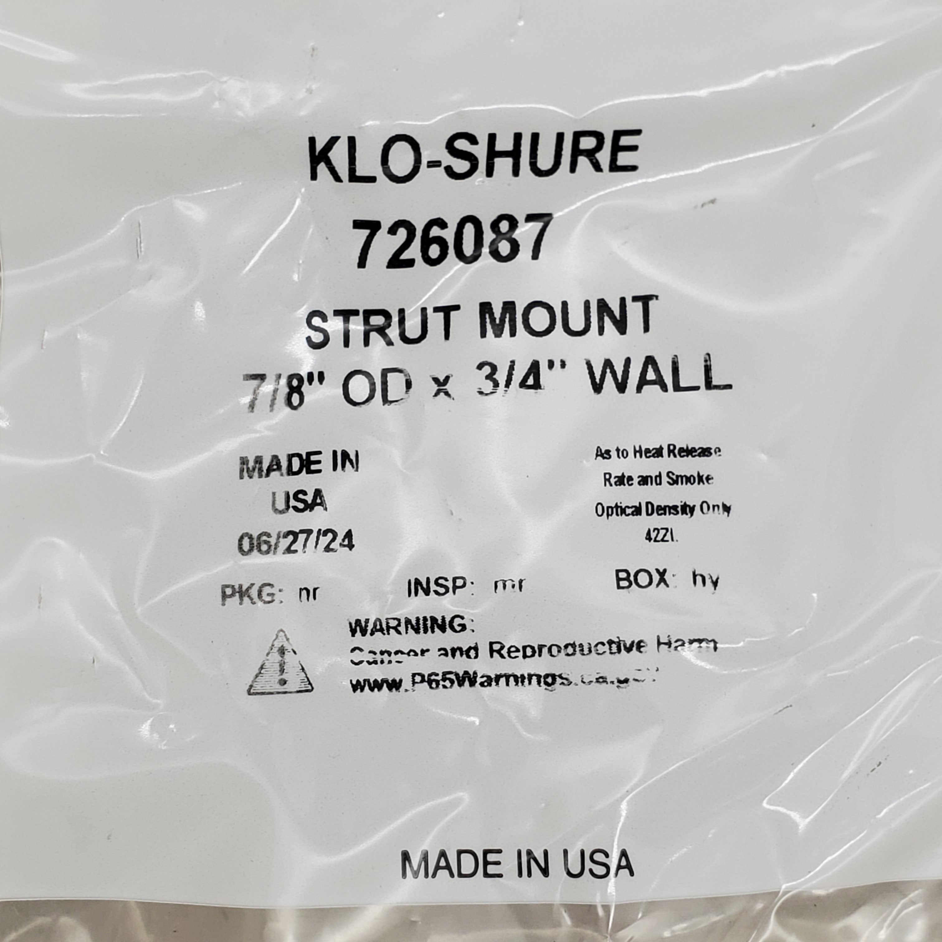 KLO-SHURE (10 Pack) Insulation Strut Mount Clamp 7/8" OD x 3/4" Wall 726087