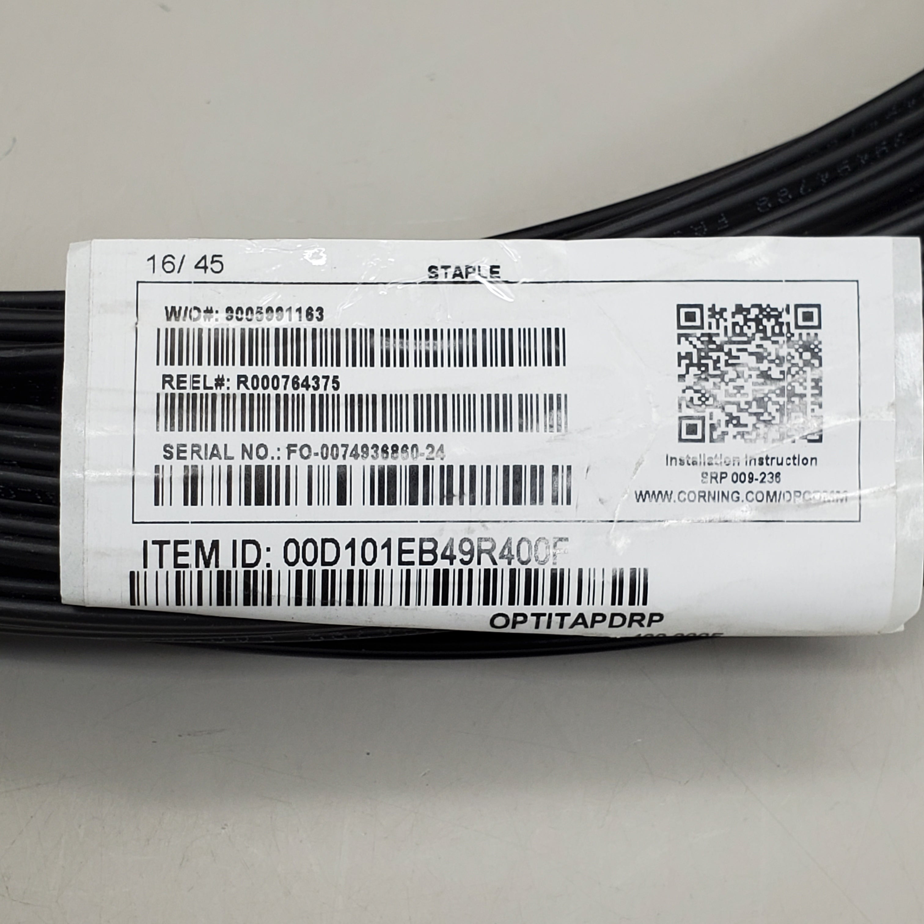 CORNING Fiber Optic Toneable Assembly Pushlok Hybrid Pigtail 400' 00D101EB49R400F