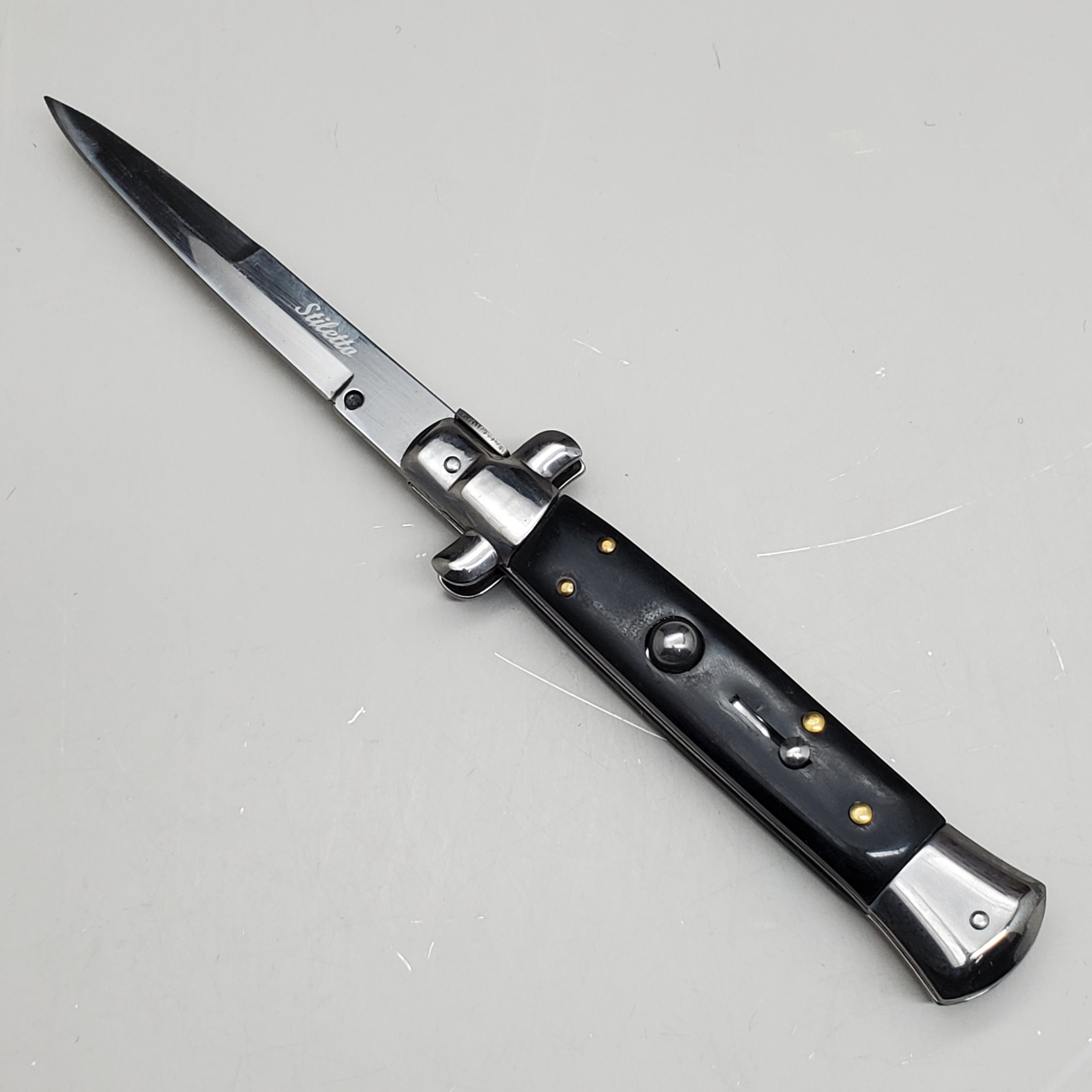 ZA@ ARMED FORCE TACTICAL 9” Handcrafted OTF Pocket Knife – Black ST-7BB