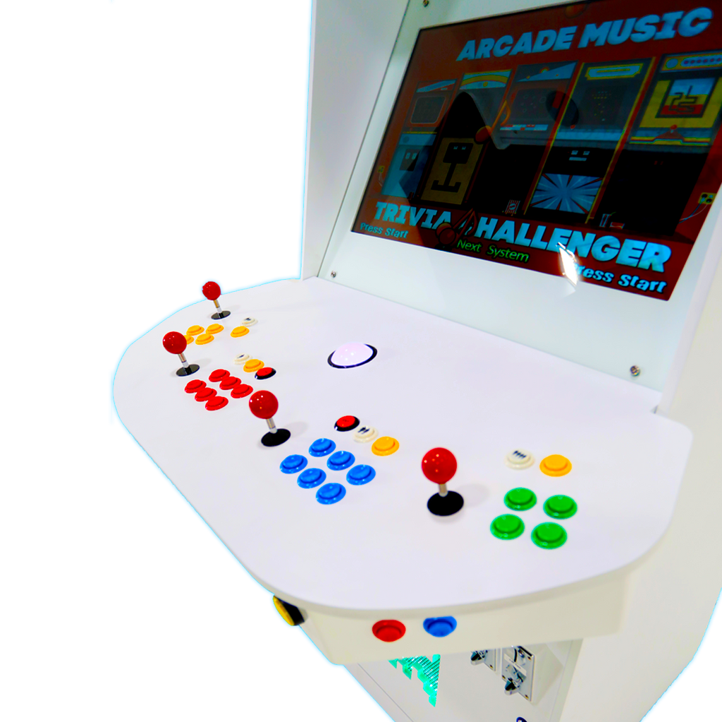 Full-sized four player upright arcade game with white gloss finish (7,000+ games)
